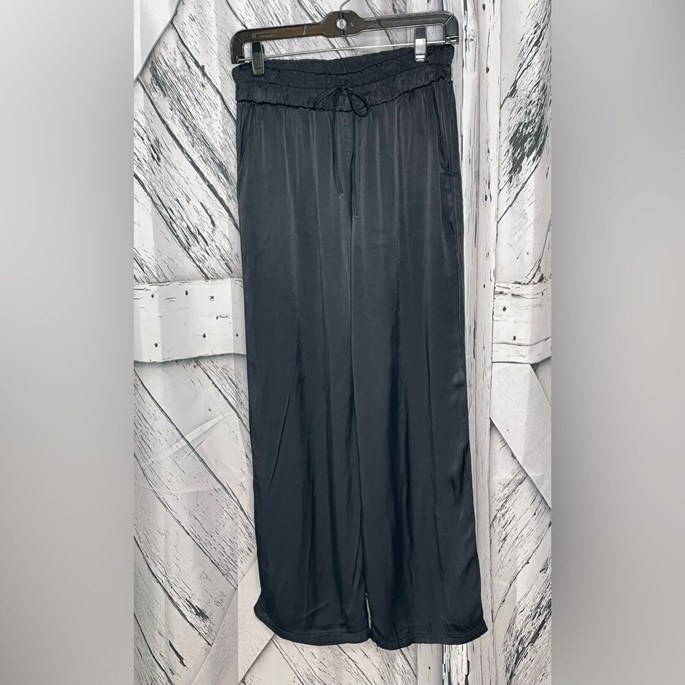 NT By Amati Black Satin Wide Leg Pull On Pants M